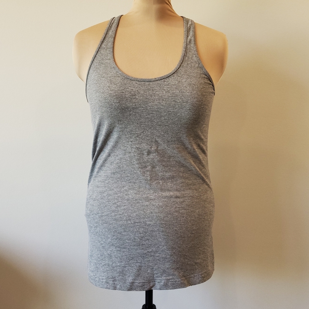 GUC Lululemon Cool Racerback *Extra Long, size 12, grey & white heathered stripe